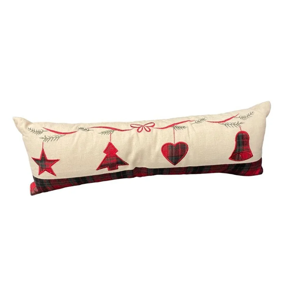Long Rectangular Holiday Plaid Pillow